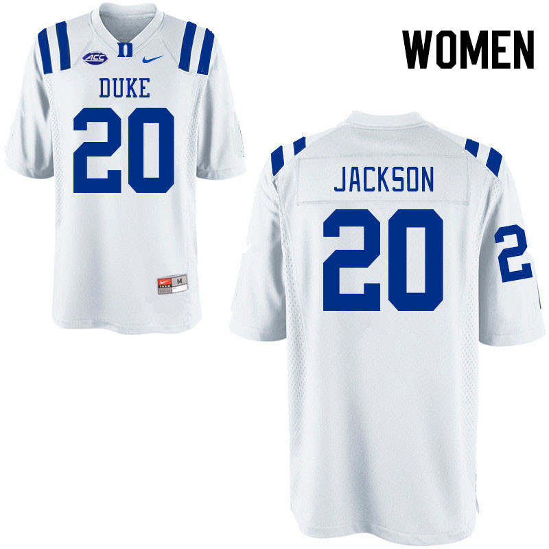 Women #20 Zach Jackson Duke Blue Devils College Football Jerseys Stitched-White